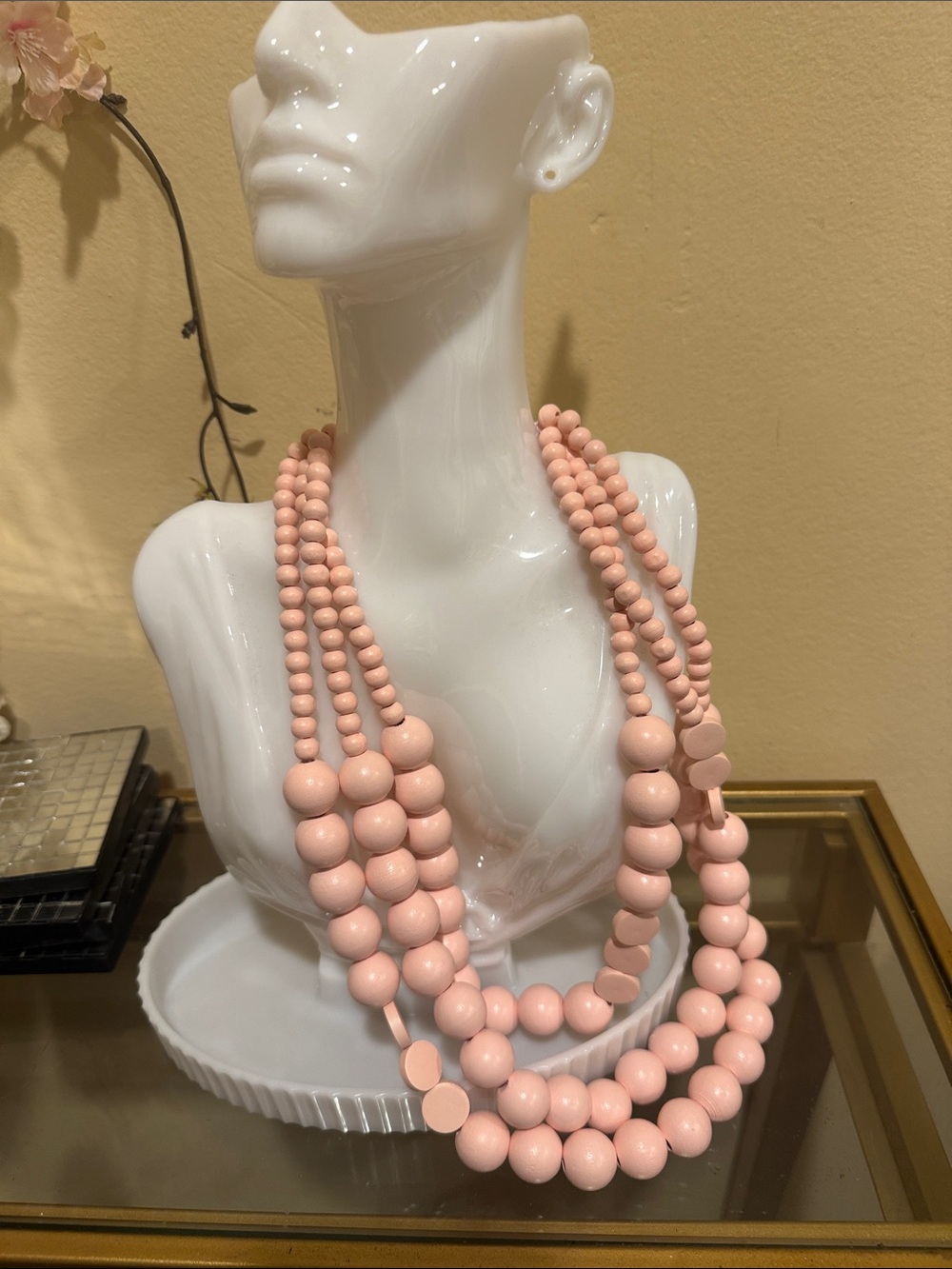 Susan Graver Soft Pink Multi-Strand Beaded Necklace